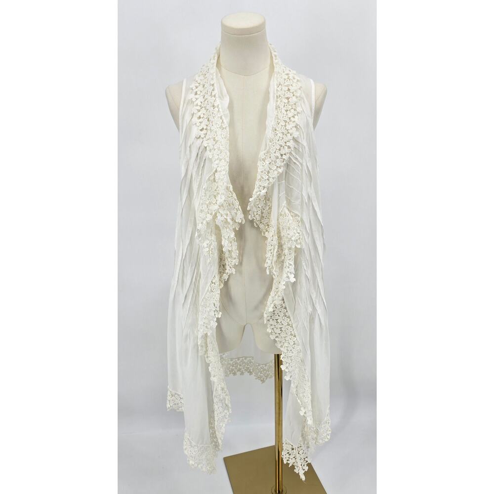 Johnny‎ Was Cottagecore Fairycore Lace Finge Pintuck Vest